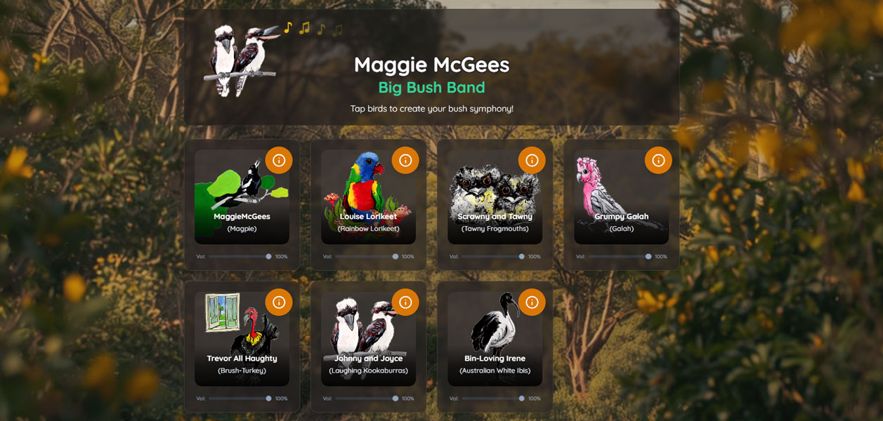 Interactive bird soundboard interface