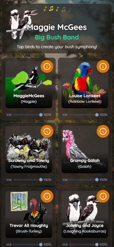 Interactive bird soundboard interface